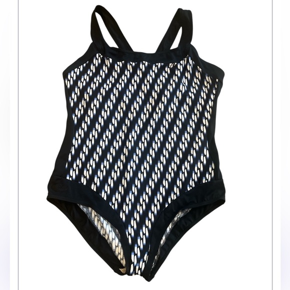 Sportrax 2X New Navy & White One Piece Geometric Pattern Swimsuit - Picture 1 of 6